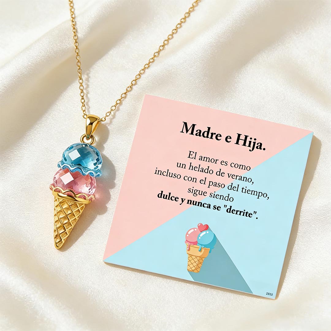 Collar de Piedras de Cumpleaños Personalizado - Amor: Helado Dulce