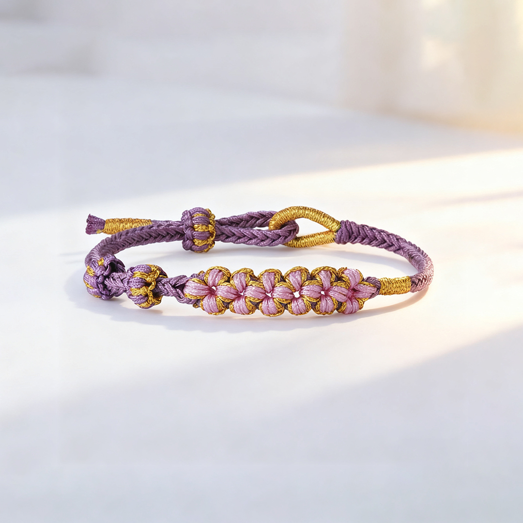 Pulsera Abuela y Nieta de Nudo Flor - ‘Sé Valiente y Sé Fuerte’ Regalo Especial