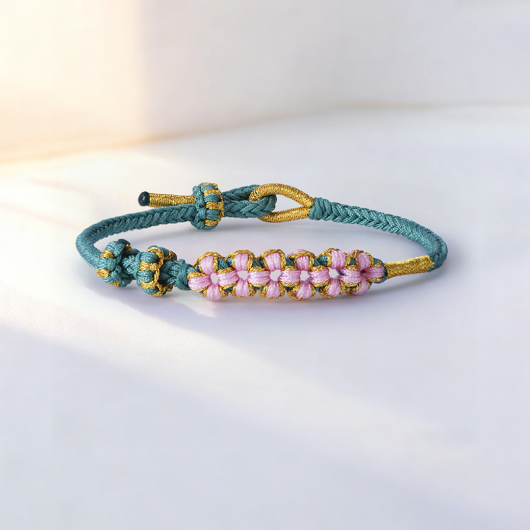 Pulsera Abuela y Nieta de Nudo Flor - ‘Sé Valiente y Sé Fuerte’ Regalo Especial