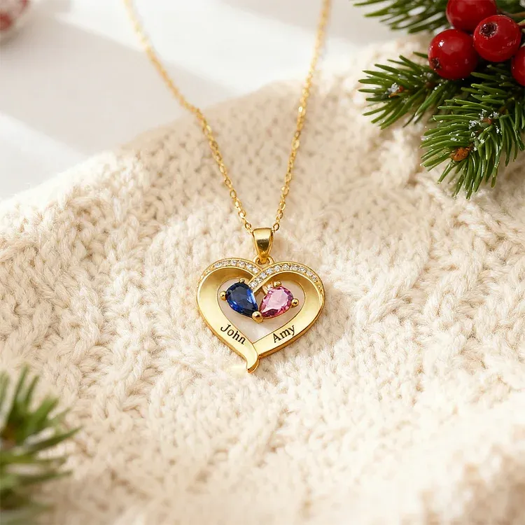 Para Mi Esposa – Collar Corazón Con Nombre Y Piedra De Nacimiento