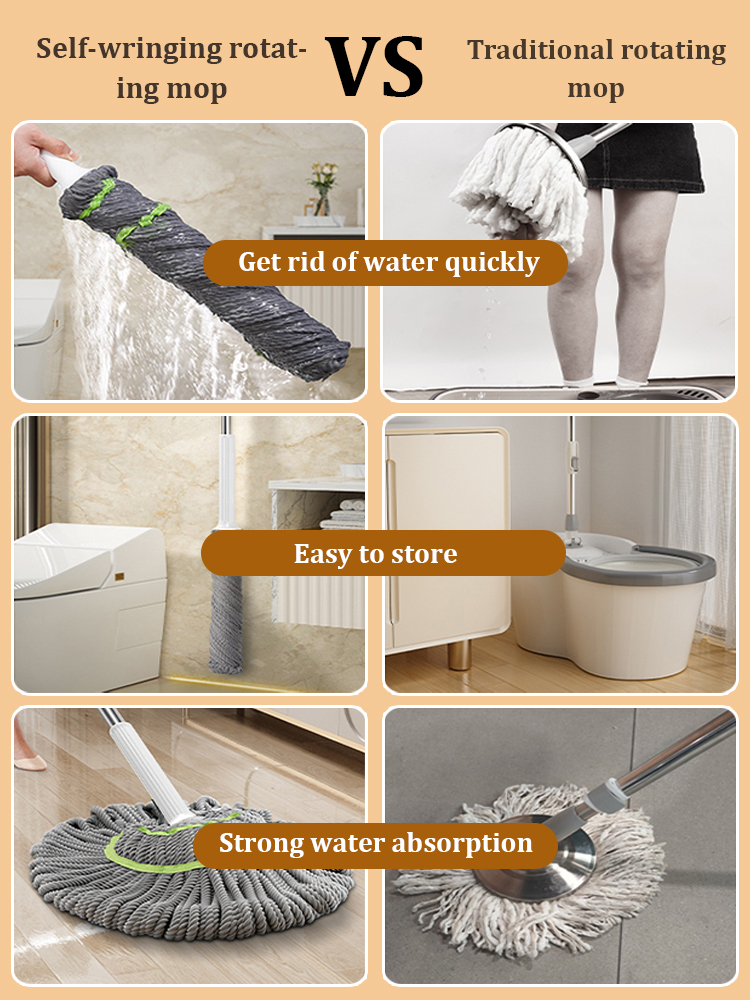 Multifunctional self-wringing mop