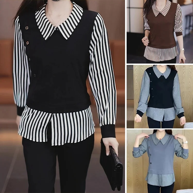 顯瘦洋氣假兩件上衣