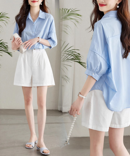 寬鬆顯瘦薄款白襯衫女