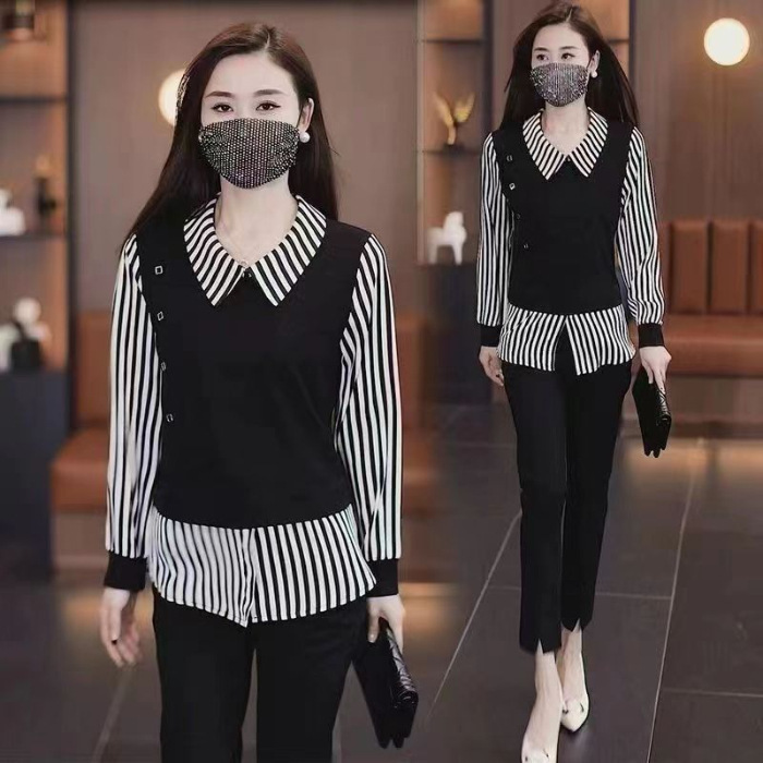 顯瘦洋氣假兩件上衣