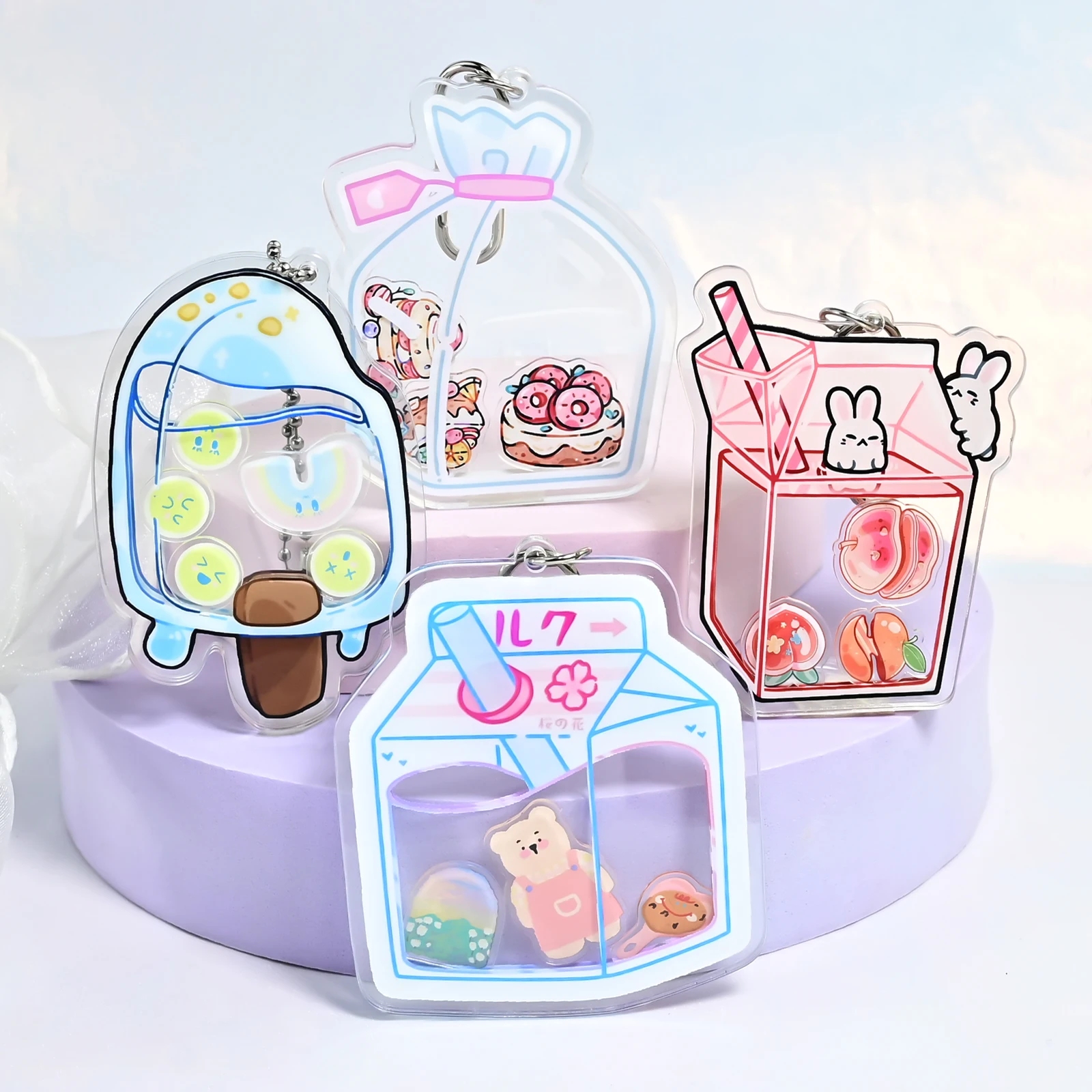 Acrylic Milk Shaker Keychains 