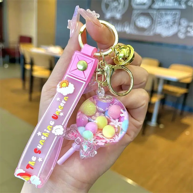 Acrylic Bagpack Pendant Car Key Ring Cute Liquid Lollipop Keychain