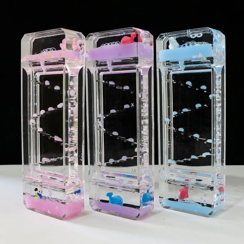 Acrylic Oil-Drop Hourglass Glass Sand Clock With Flow Timing 