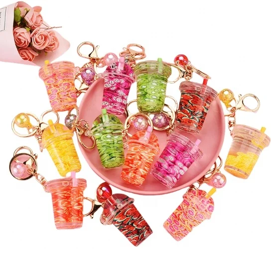 Acrylic  Fruit Liquid Keychain Charms Floating Bubble 
