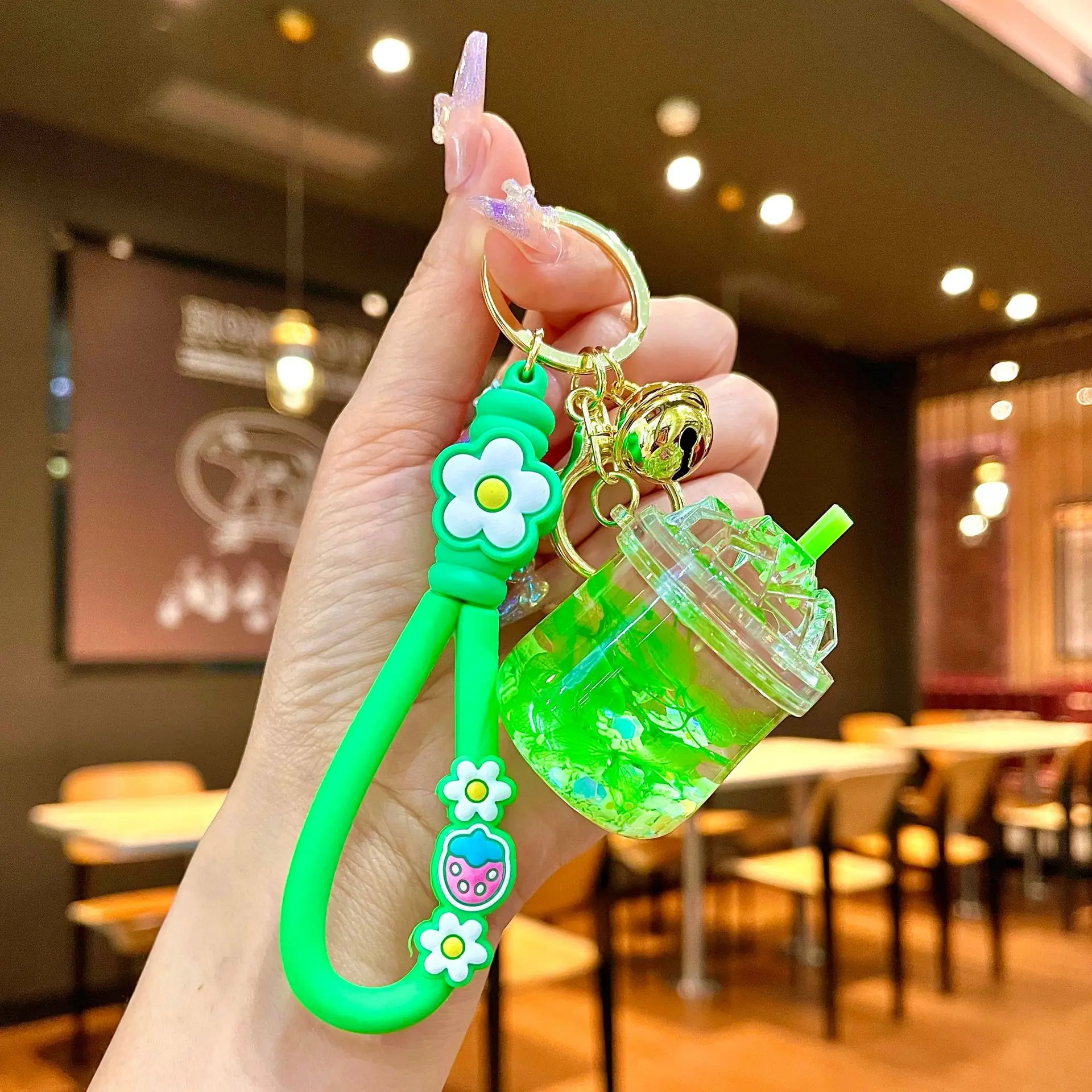 Acrylic Bagpack Pendant Car Key Ring Cute Liquid Lollipop Keychain