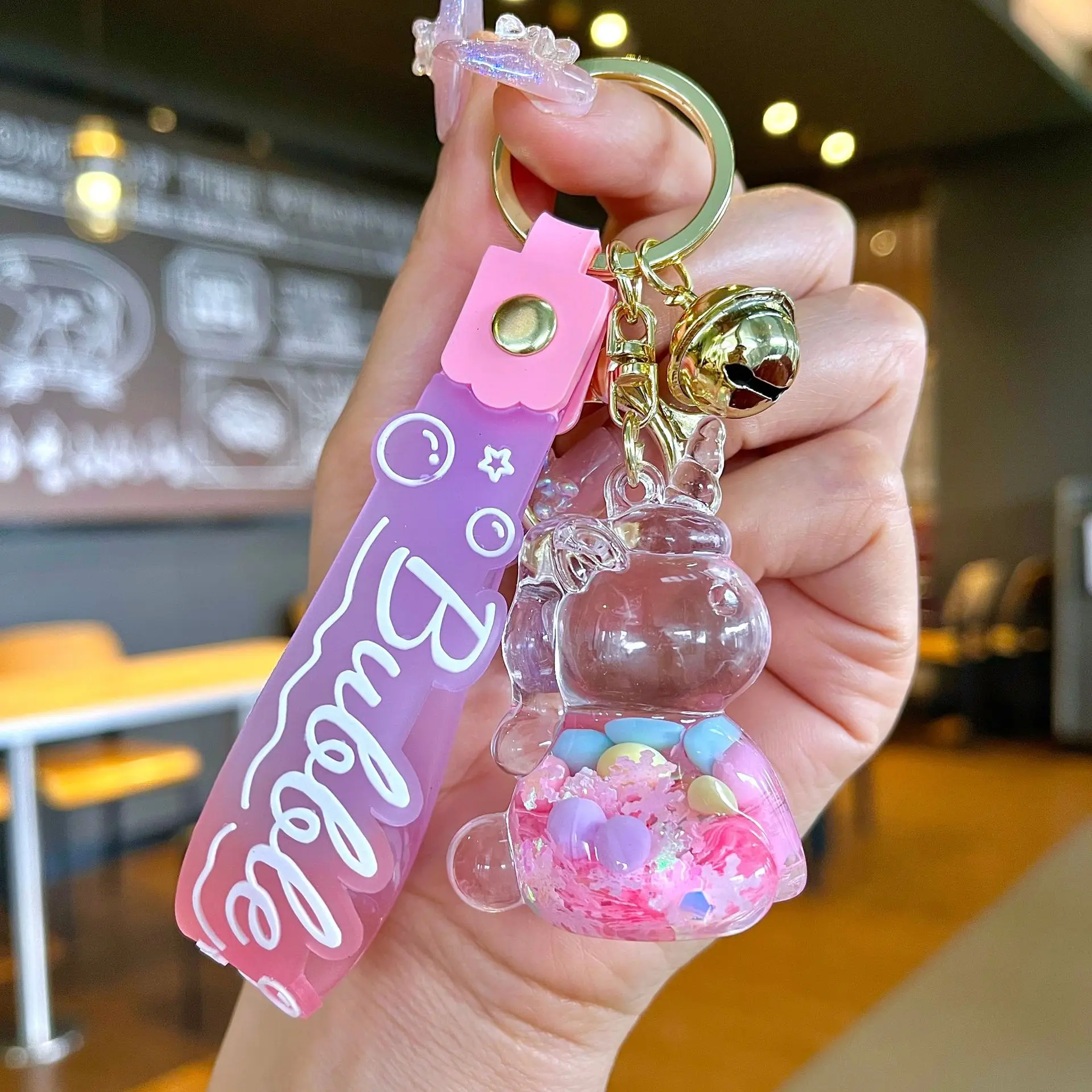 Acrylic Bagpack Pendant Car Key Ring Cute Liquid Lollipop Keychain