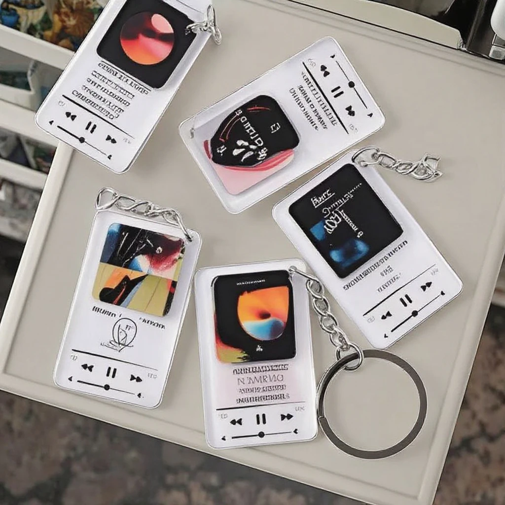 Acrylic Music Player Photo Frame and Mini Photo Album Keychain