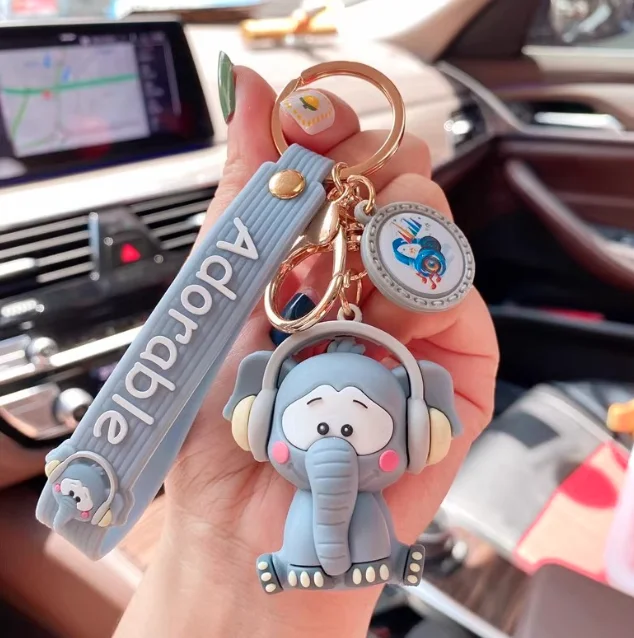 3D PVC Elephant Keyring Cute Anime Bear