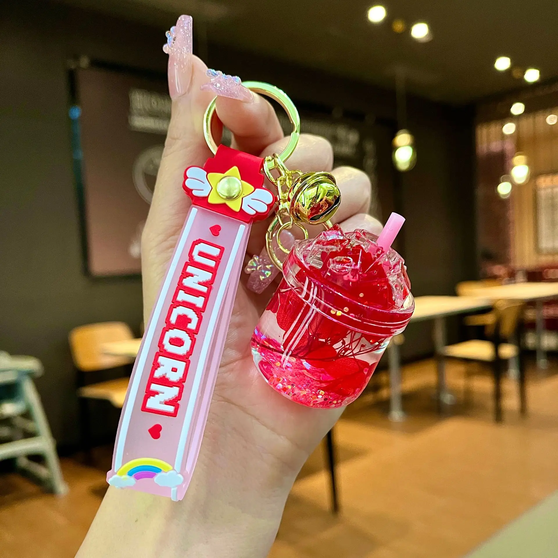 Acrylic Bagpack Pendant Car Key Ring Cute Liquid Lollipop Keychain