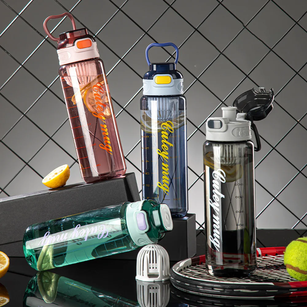 Wholesale Custom Logo Opening Button 800ml 1000ml Customized Pc Drinking Water Bottles Clear Sport Empty Plastic Water Bottle