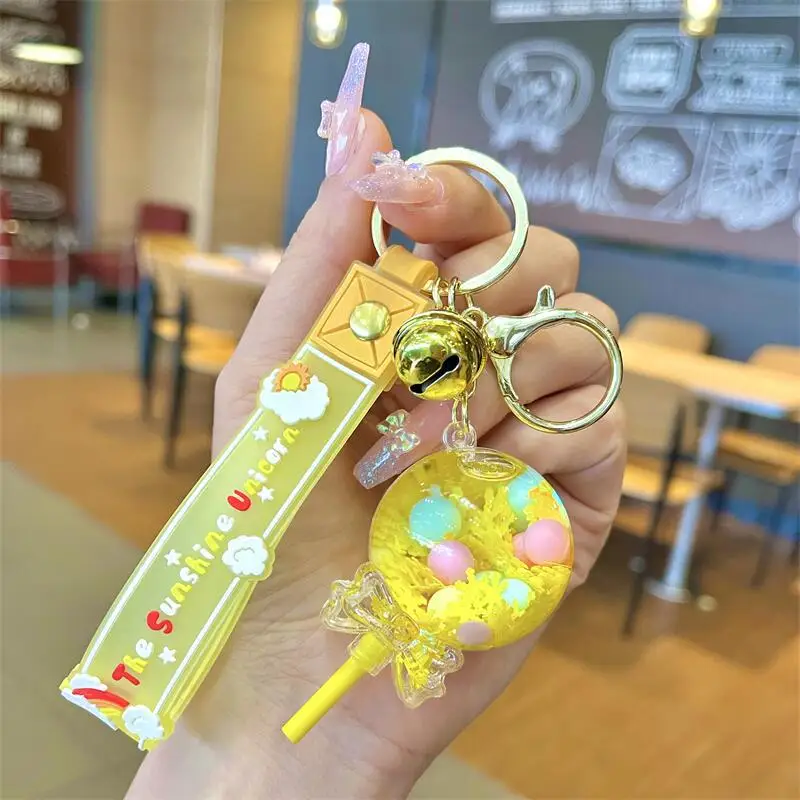 Acrylic Bagpack Pendant Car Key Ring Cute Liquid Lollipop Keychain