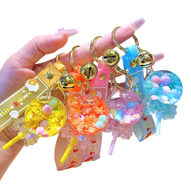 Acrylic Bagpack Pendant Car Key Ring Cute Liquid Lollipop Keychain