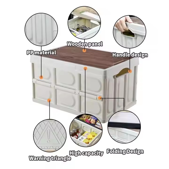 2022 High Quality Camping Storage Box Outdoor Foldable Storage Box with Lid 50L Plastic Boxes Storage