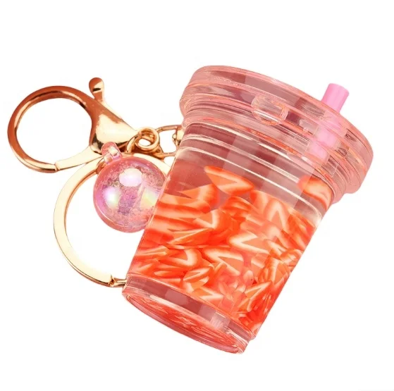 Acrylic  Fruit Liquid Keychain Charms Floating Bubble 