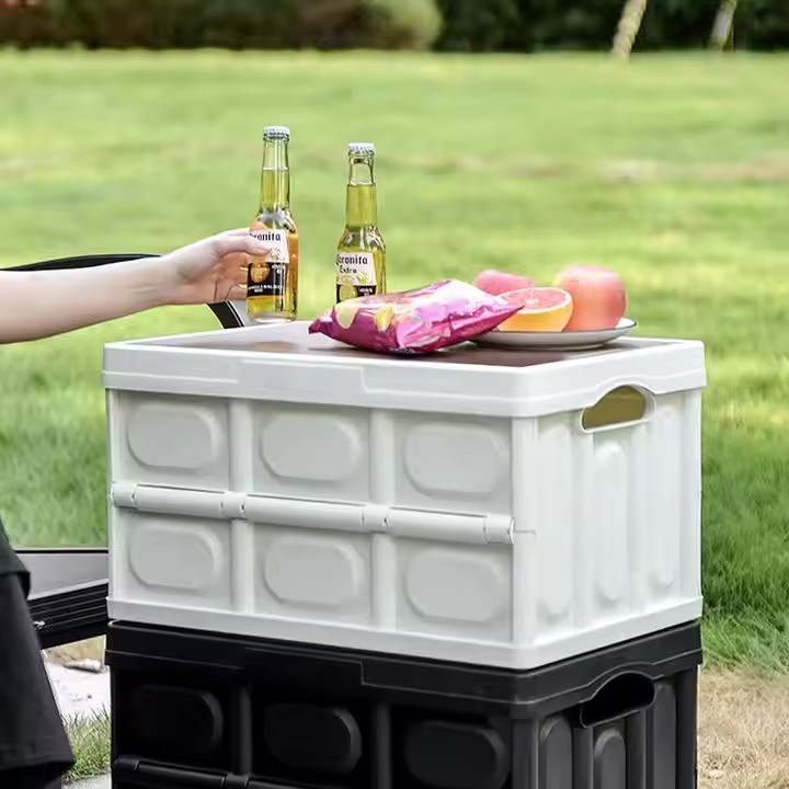 2022 High Quality Camping Storage Box Outdoor Foldable Storage Box with Lid 50L Plastic Boxes Storage