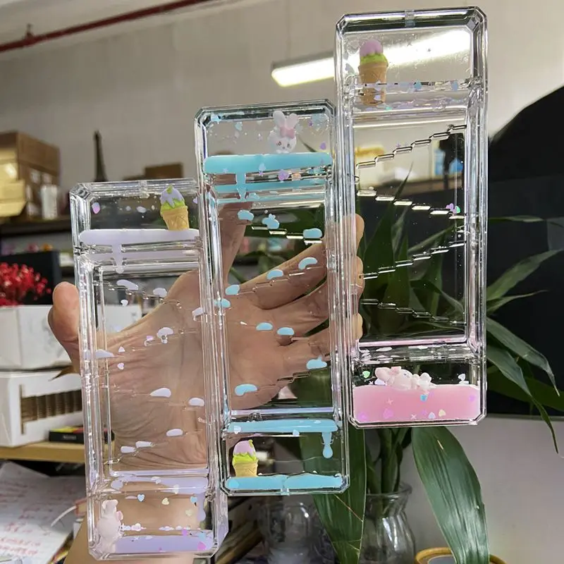 Acrylic Oil-Drop Hourglass Glass Sand Clock With Flow Timing 