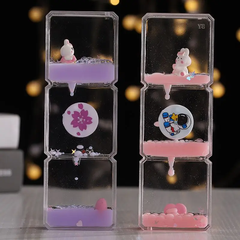 Acrylic Oil-Drop Hourglass Glass Sand Clock With Flow Timing 