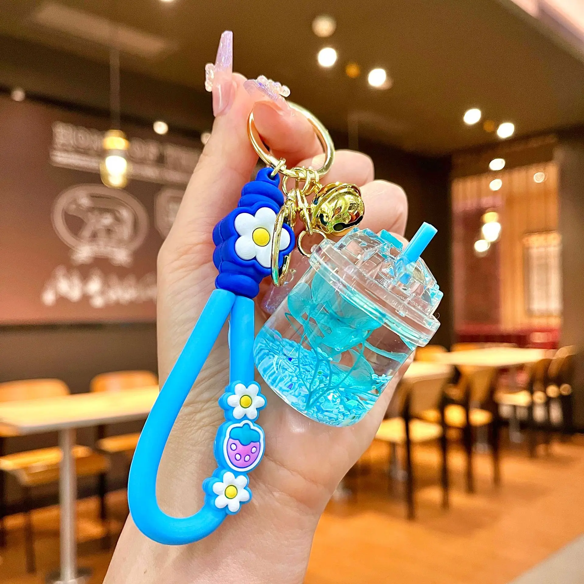 Acrylic Bagpack Pendant Car Key Ring Cute Liquid Lollipop Keychain