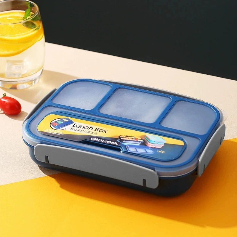 Modern Design 4-Compartment Large Plastic Lunch Box 