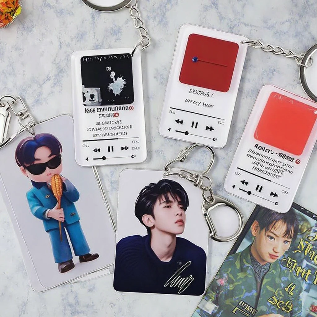 Acrylic Music Player Photo Frame and Mini Photo Album Keychain