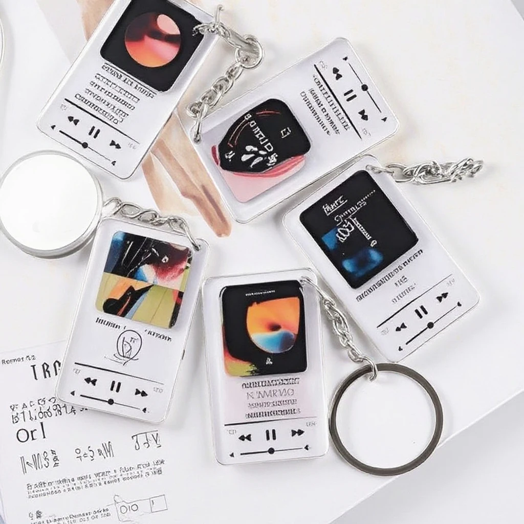 Acrylic Music Player Photo Frame and Mini Photo Album Keychain