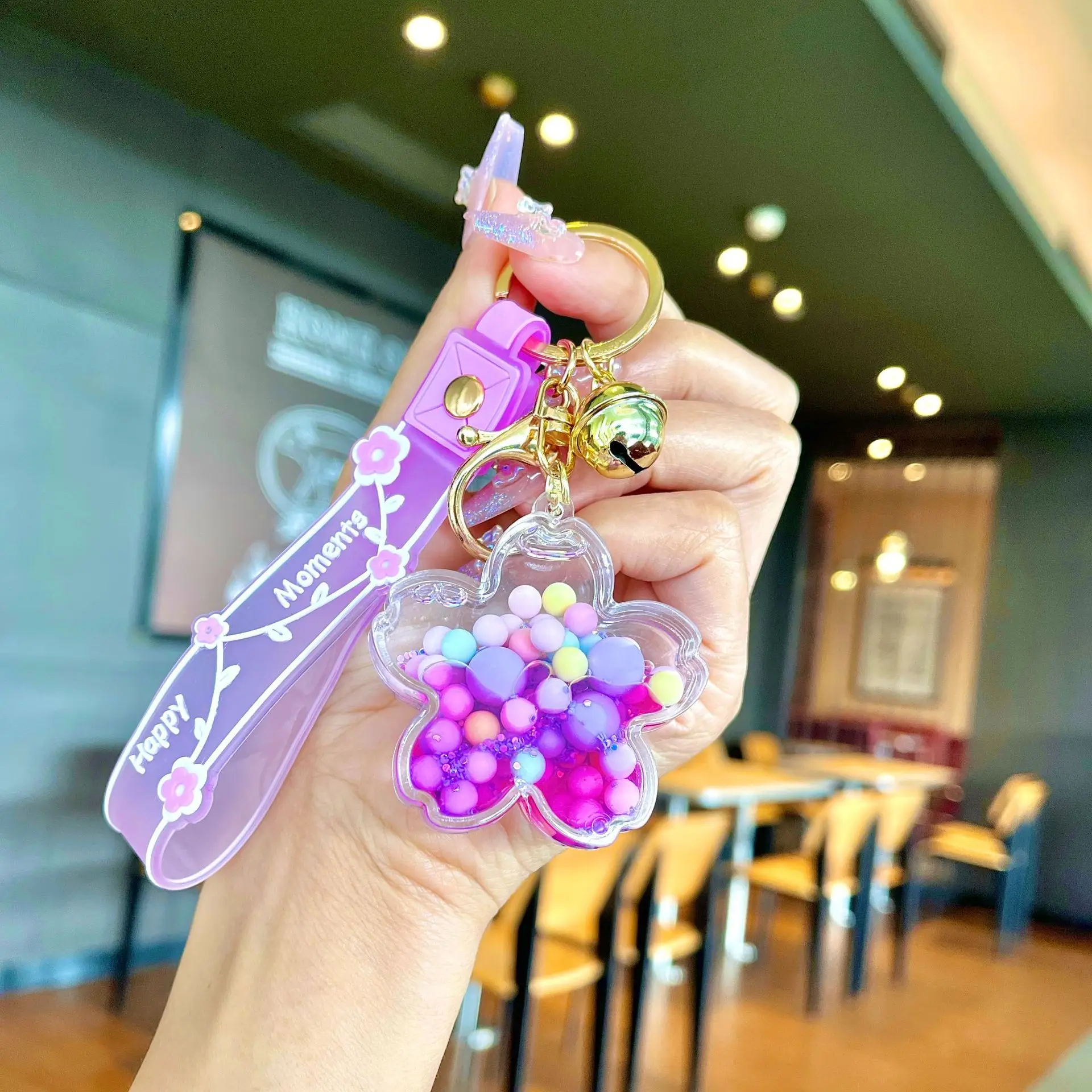 Acrylic Bagpack Pendant Car Key Ring Cute Liquid Lollipop Keychain