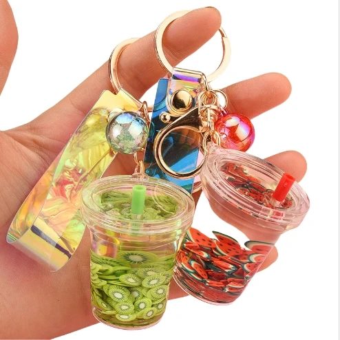 Acrylic  Fruit Liquid Keychain Charms Floating Bubble 