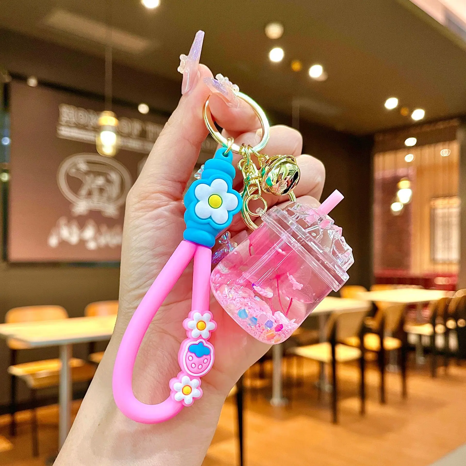 Acrylic Bagpack Pendant Car Key Ring Cute Liquid Lollipop Keychain