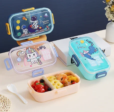  PP Plastic Cartoon Unicorn Kids School Bento Food Container 