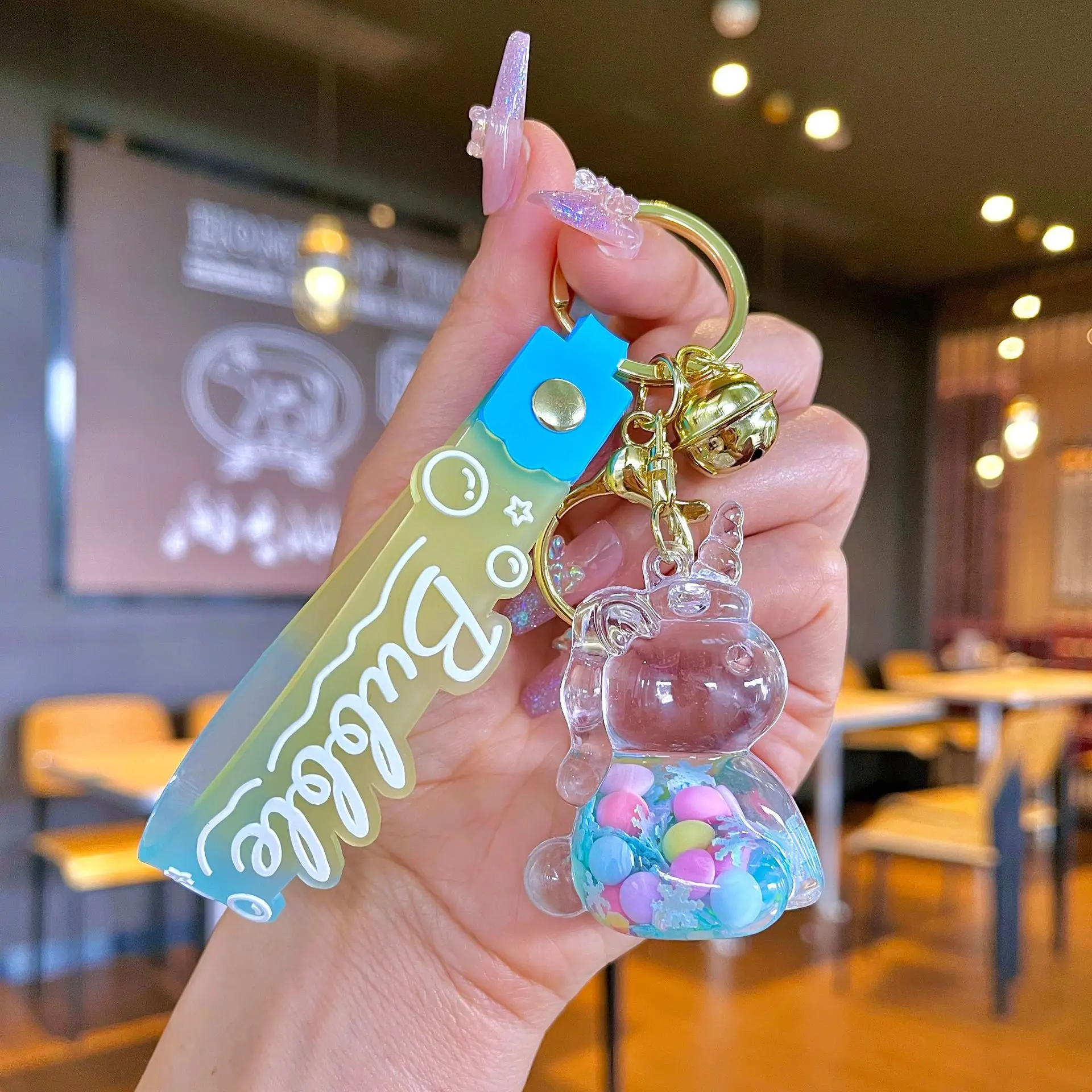 Acrylic Bagpack Pendant Car Key Ring Cute Liquid Lollipop Keychain