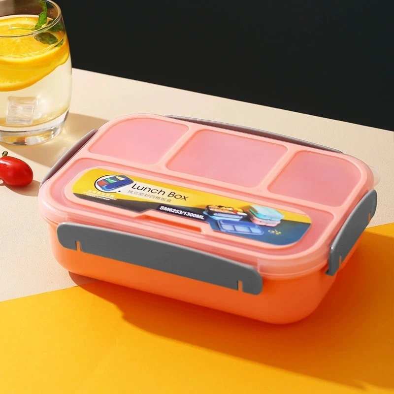 Modern Design 4-Compartment Large Plastic Lunch Box 