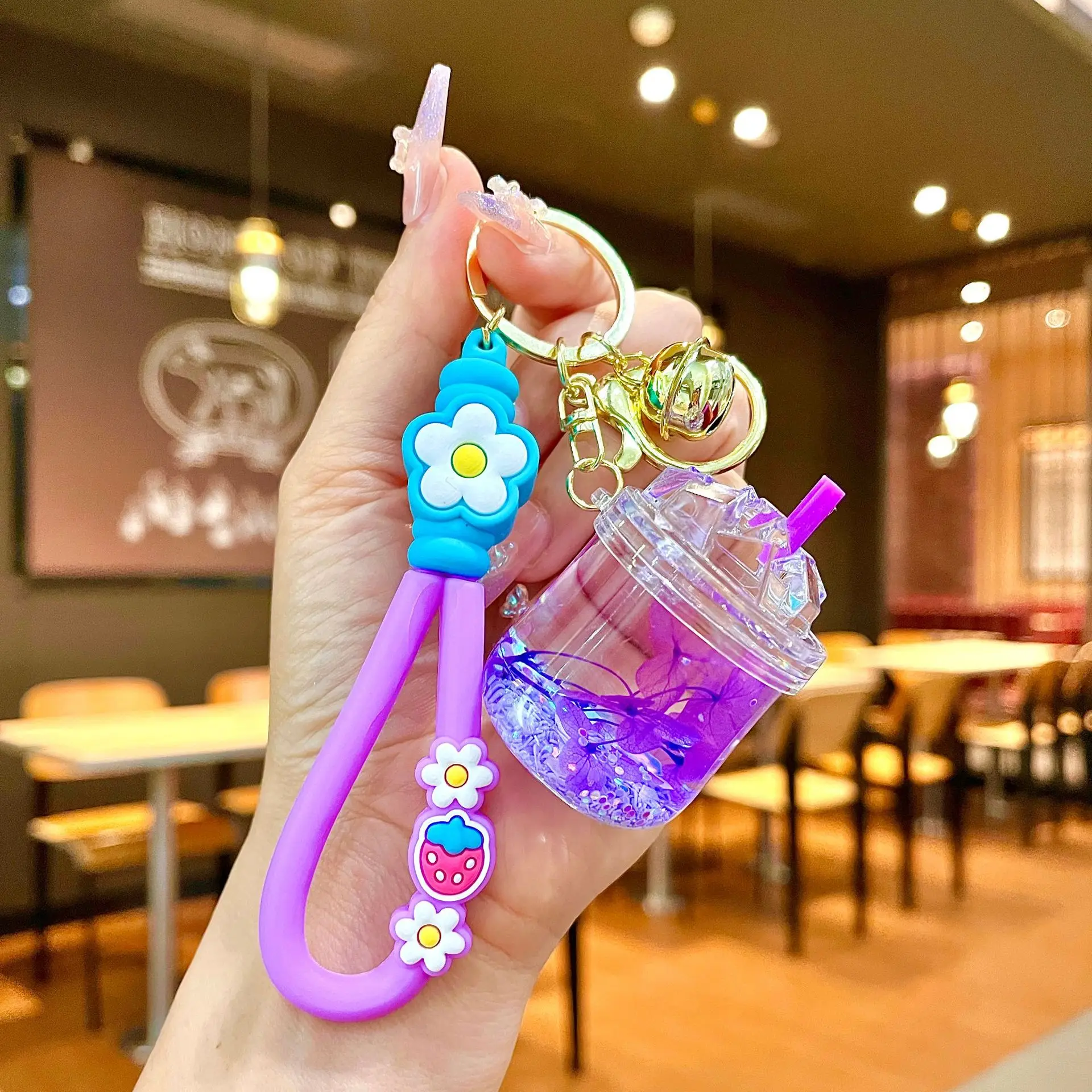 Acrylic Bagpack Pendant Car Key Ring Cute Liquid Lollipop Keychain