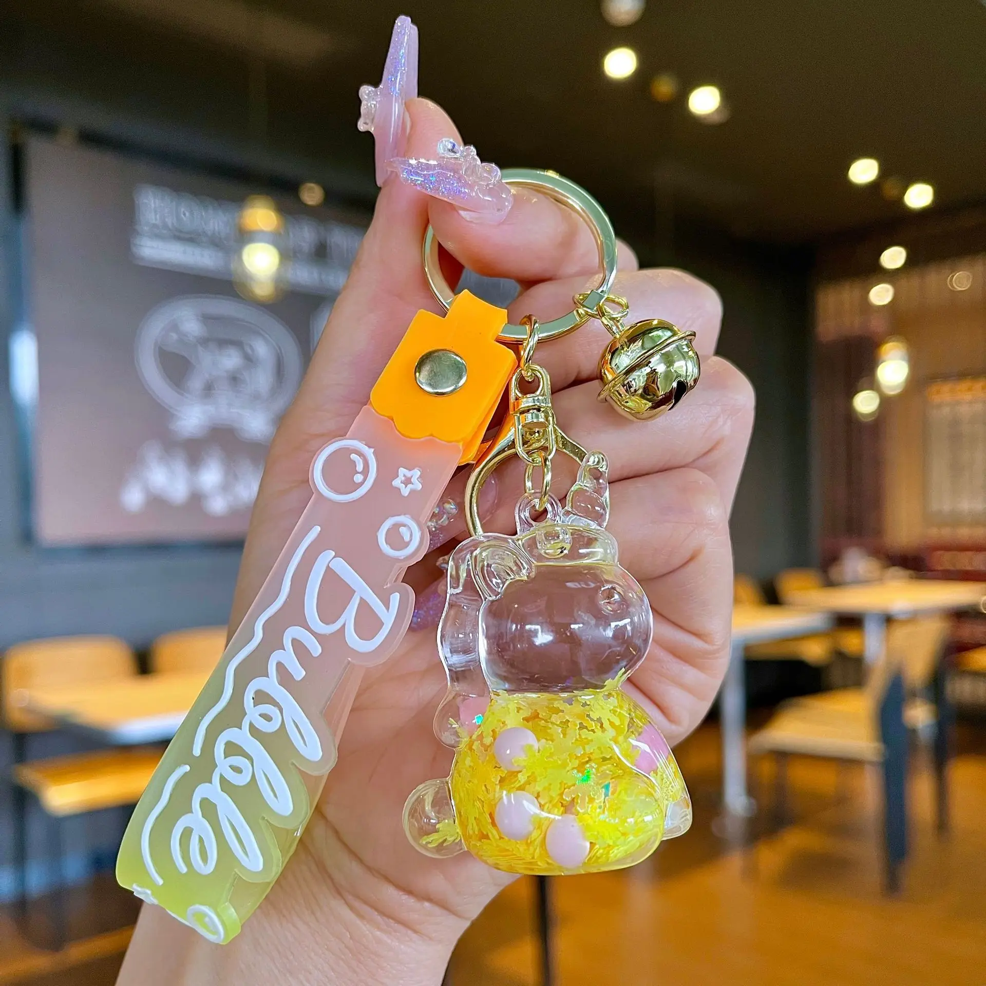 Acrylic Bagpack Pendant Car Key Ring Cute Liquid Lollipop Keychain