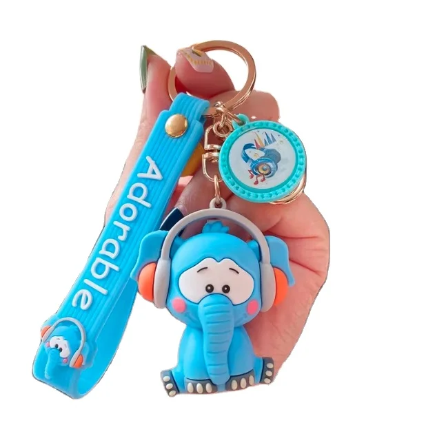 3D PVC Elephant Keyring Cute Anime Bear