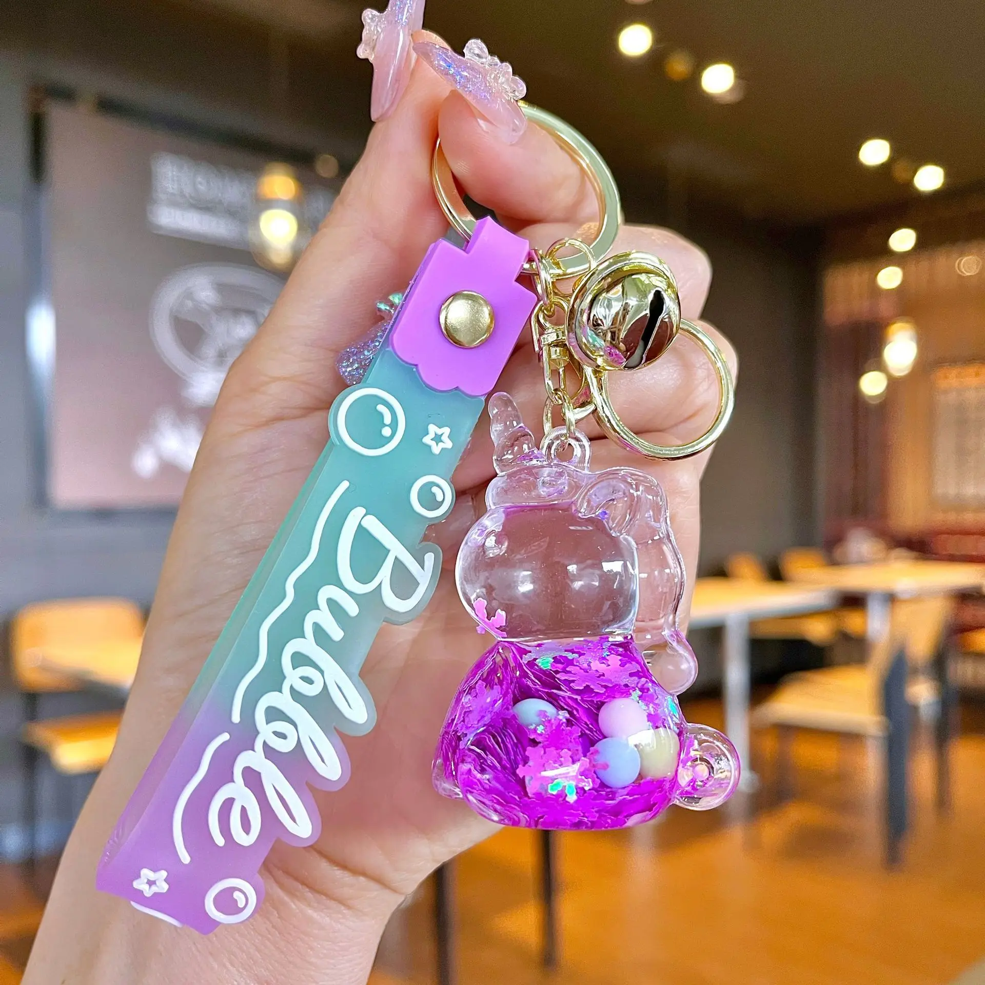 Acrylic Bagpack Pendant Car Key Ring Cute Liquid Lollipop Keychain