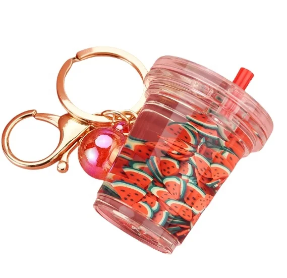 Acrylic  Fruit Liquid Keychain Charms Floating Bubble 