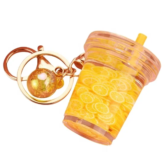 Acrylic  Fruit Liquid Keychain Charms Floating Bubble 
