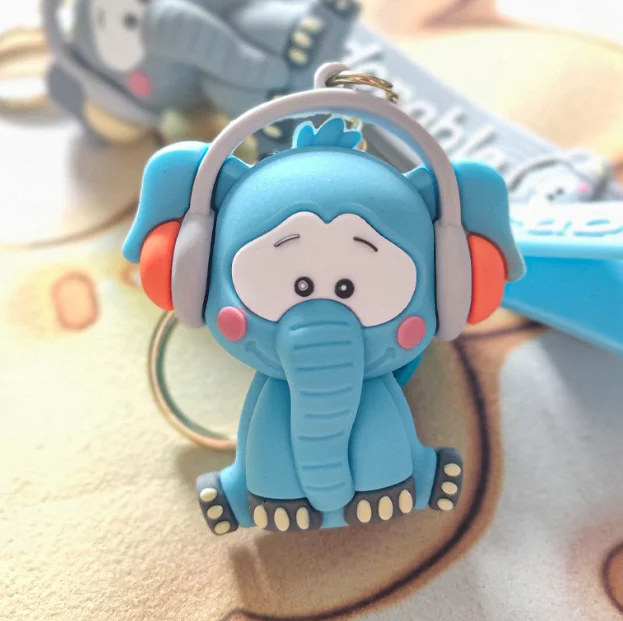 3D PVC Elephant Keyring Cute Anime Bear