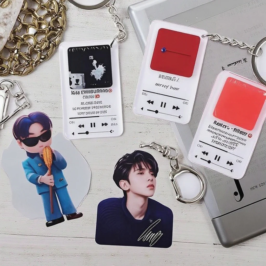 Acrylic Music Player Photo Frame and Mini Photo Album Keychain