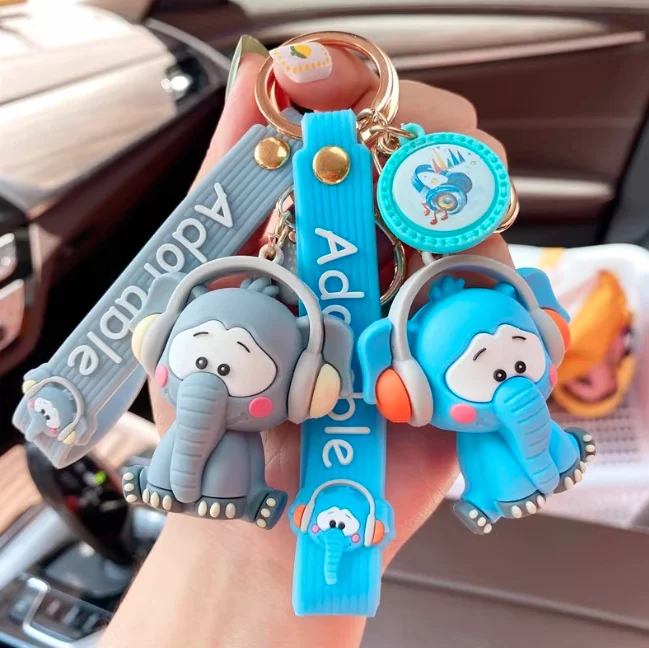 3D PVC Elephant Keyring Cute Anime Bear