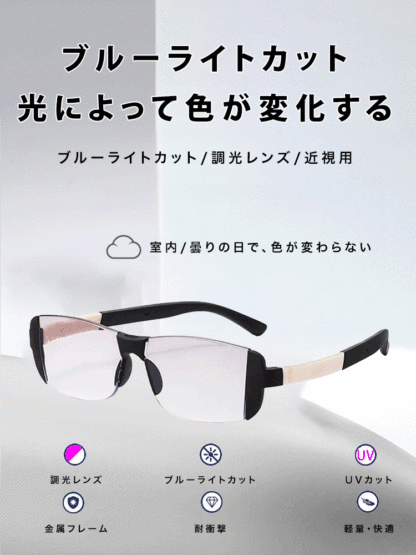 調光機能付き遠近両用老眼鏡