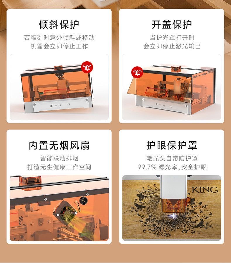 小型激光雕刻機（F1单机+蜂窝板+气泵）