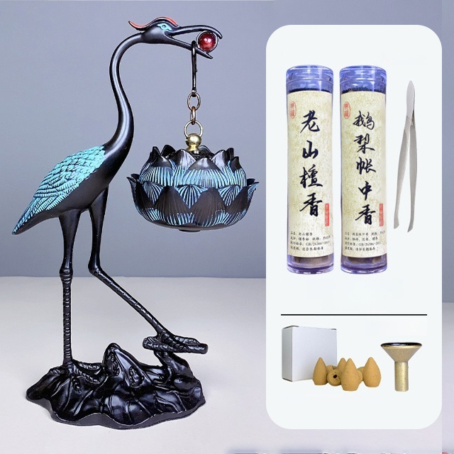 祥瑞仙鶴蓮花香爐