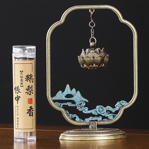 喜上眉梢蓮花花爐（黃古銅）+盤香