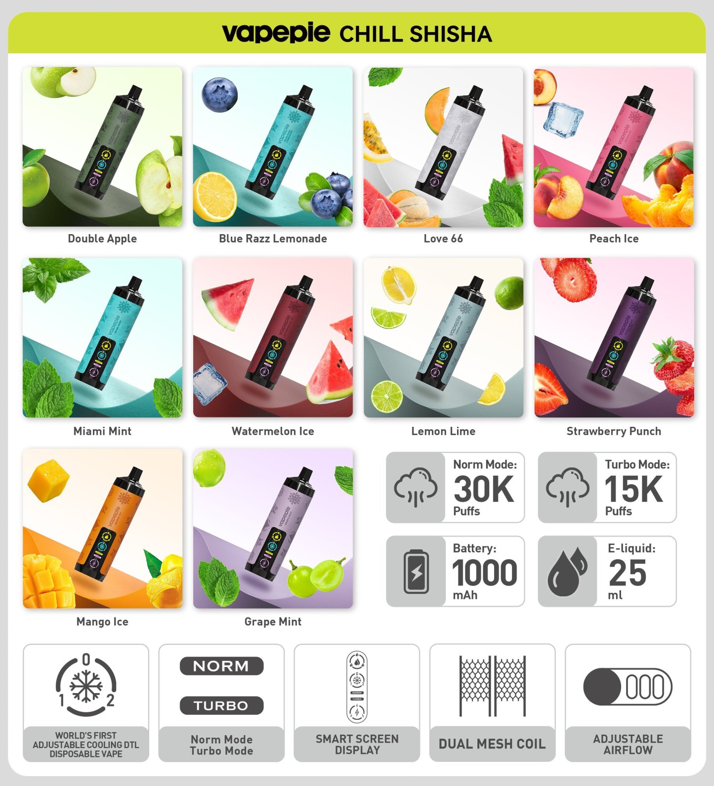 VAPEPIE AirPush 30000 PUFFS[The first ultra-high puff shisha]