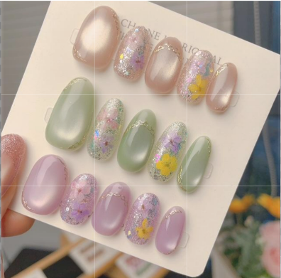 【1116】パステル系春押し花ネイル